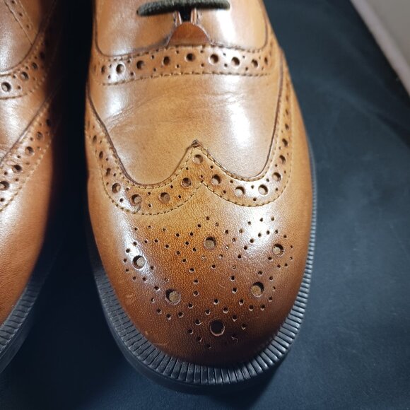 COLE HAAN British Tan Dustin Wing Tip Oxford Dress Shoe Men's 7M - Picture 4 of 12